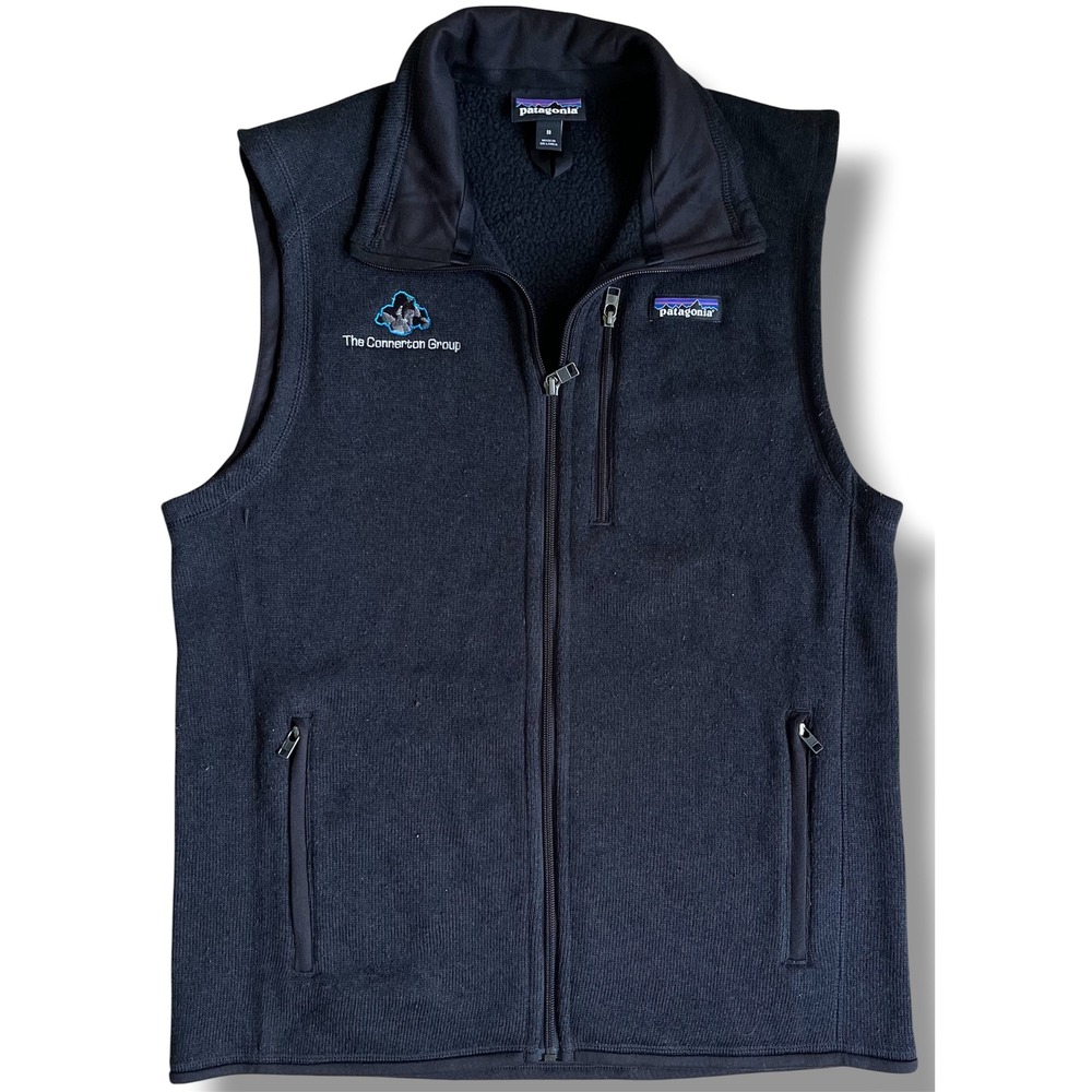 Patagonia Mens Better Sweater Fleece Vest Black Full Zip Size M Corporate Logo